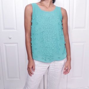 ANN TAYLOR Mint Green Flower Detail Shirt Top